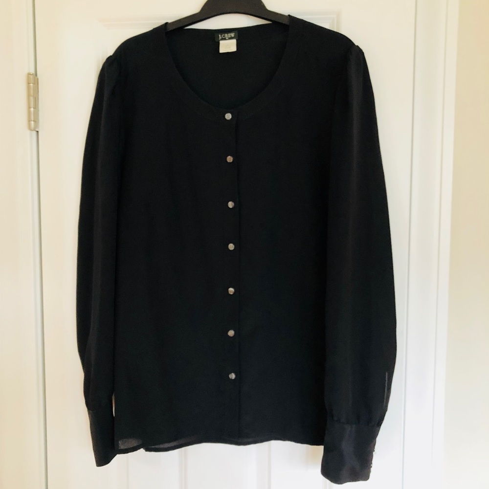 J.Crew Black Silk Button Down Blouse.